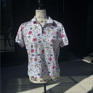 Vintage Sweetbriar Petite Polo Shirt PM – 80s Golf Floral Novelty Print Top
